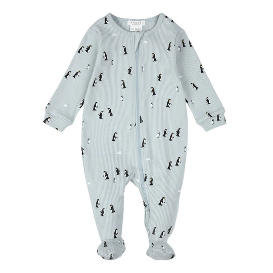 Penguin Print on Pearl Blue Sleeper by Petit Lem