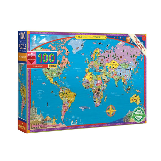 100 Piece Puzzle - World Map by Eeboo
