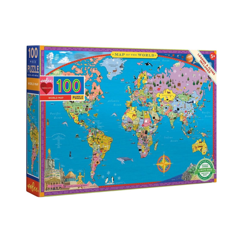 100 Piece Puzzle - World Map by Eeboo