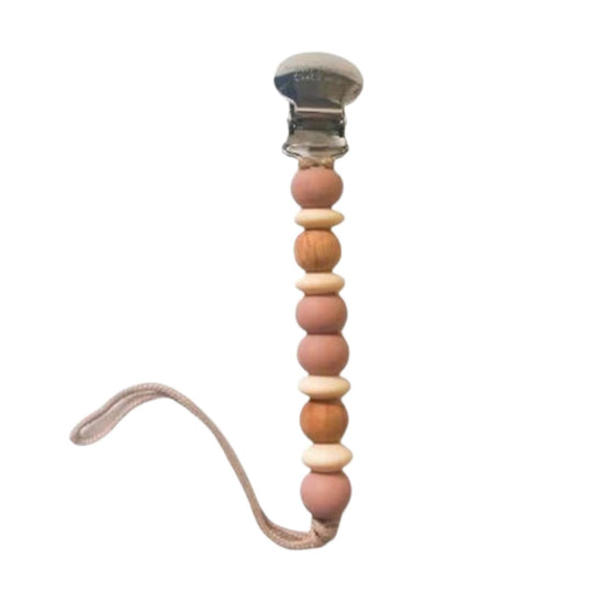 Finn Pacifier Clip - Pink Sand by Pretty Please Teethers
