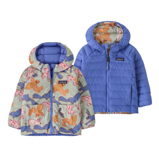 Baby Reversible Down Sweater Hoody - Bunny Life: Flurry Green by Patagonia