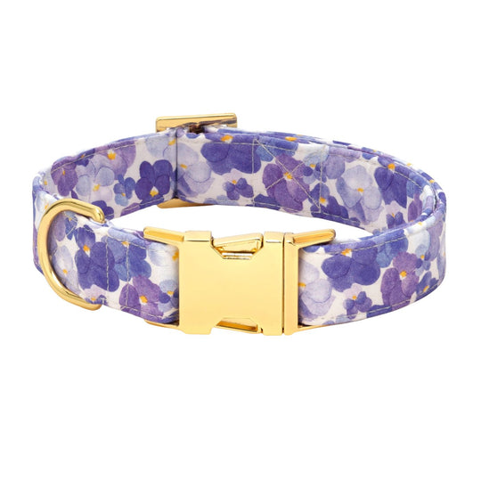 Pressed Pansies Dog Collar by The Foggy Dog