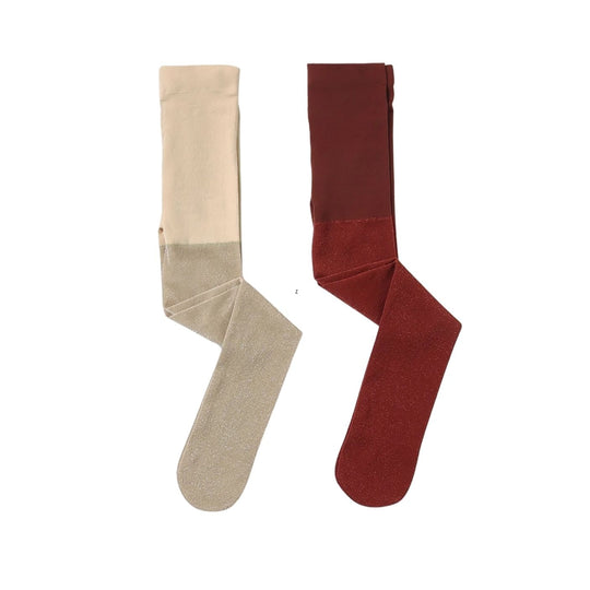 Shimmer Tights - Champagne + Ruby by Noralee