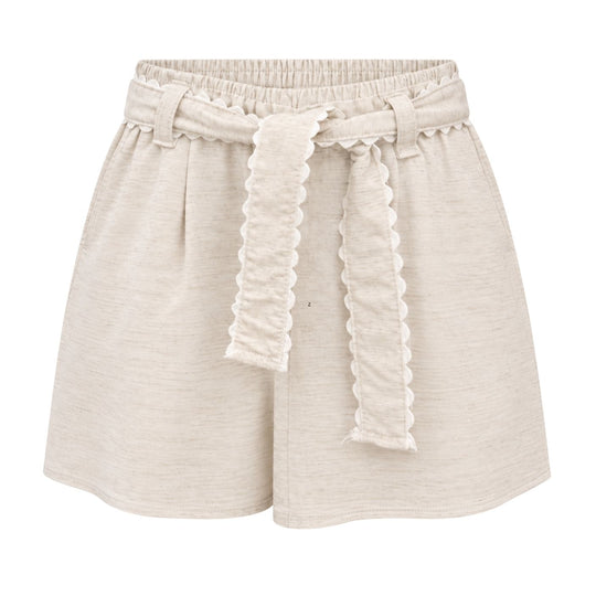 Ric Rac Tie Shorts - Beige by Milon - FINAL SALE