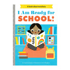 Book cover of 'I Am Ready for School!' with a child holding a book and backpack on a blue background.