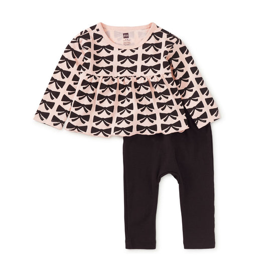 Peplum Top & Pants Baby Set - Bow by Tea Collection