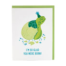 Greeting card with a turtle illustration and text on a white background
