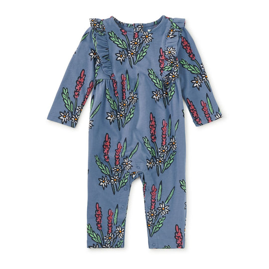 Ruffle Shoulder Baby Romper - Block Print Floral by Tea Collection
