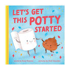Book cover of 'Let's Get This Potty Started' with cartoon characters on a blue background