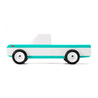 Toy truck with turquoise stripe on a white background