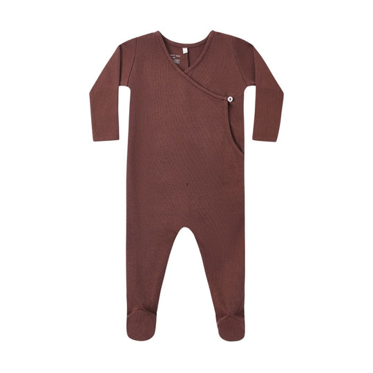 Pointelle Wrap Footie - Black Cherry by Quincy Mae