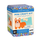 Mini craft kit packaging with dog illustration and colorful design