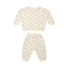 Quincy Mae Waffle Slouch Set in the honey flower print, featuring a cozy long-sleeve top and matching pants made from soft organic cotton.