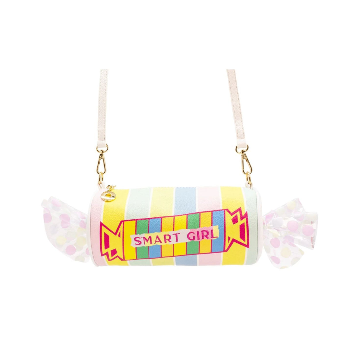 Colorful cylindrical toy with 'Smart Girl' text on a white background