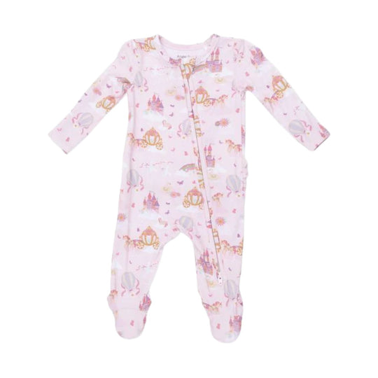 Bamboo 2 Way Ruffle Back Zipper Footie - Princess Unicorns and Castle by Angel Dear