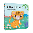 Baby Kitten finger puppet book with a cat illustration on a colorful background