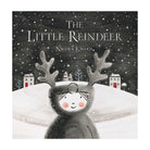 Book cover of 'The Little Reindeer' by Nicola Killen with a child in a reindeer costume against a snowy background.