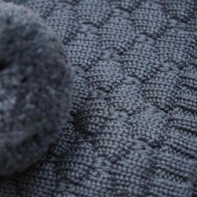 Bonnet Wool Knit Pom Pom - Turbulence by Huttelihut