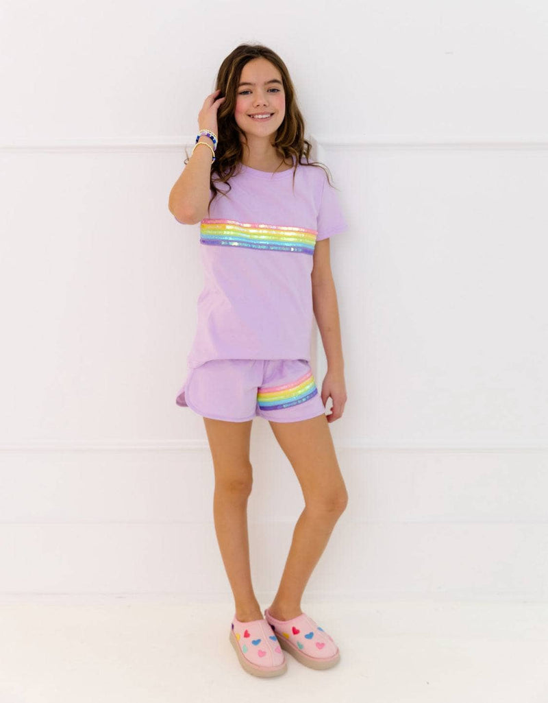 Rainbow Sequin Short Set by Lola + The Boys