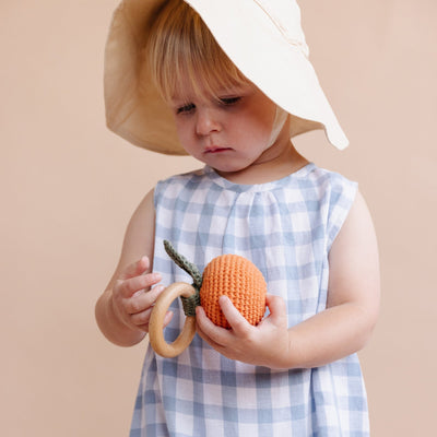 Cotton Crochet Rattle Teether - Orange by The Blueberry Hill