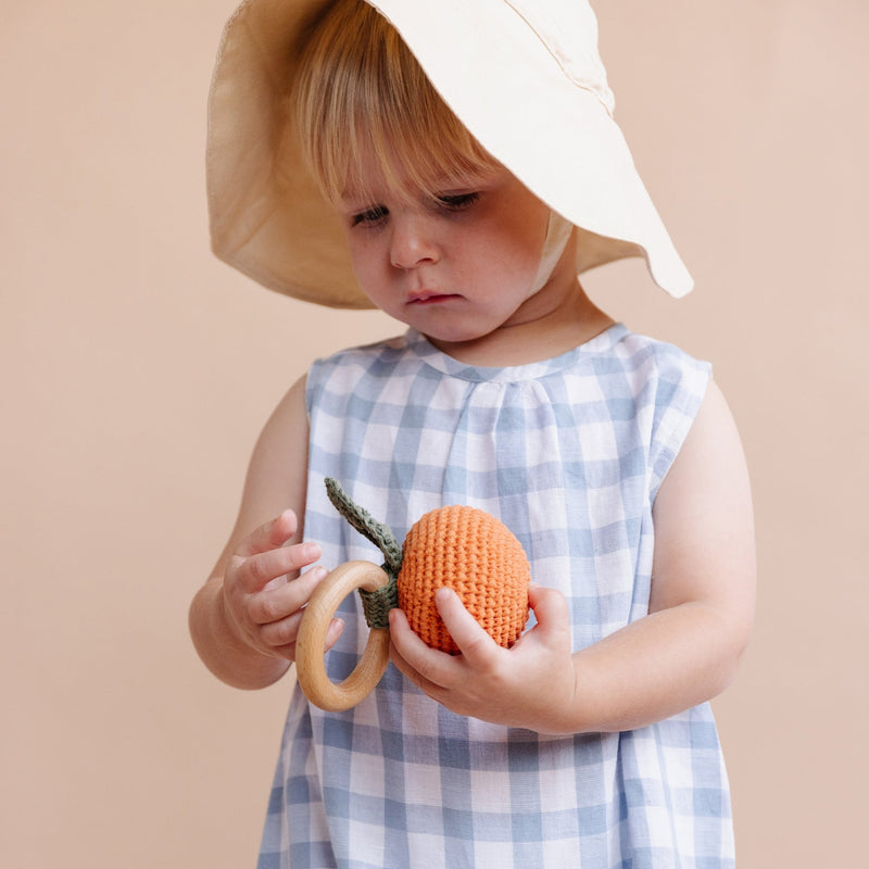 Cotton Crochet Rattle Teether - Orange by The Blueberry Hill