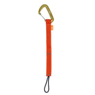 Orange safety lanyard with carabiner on a white background