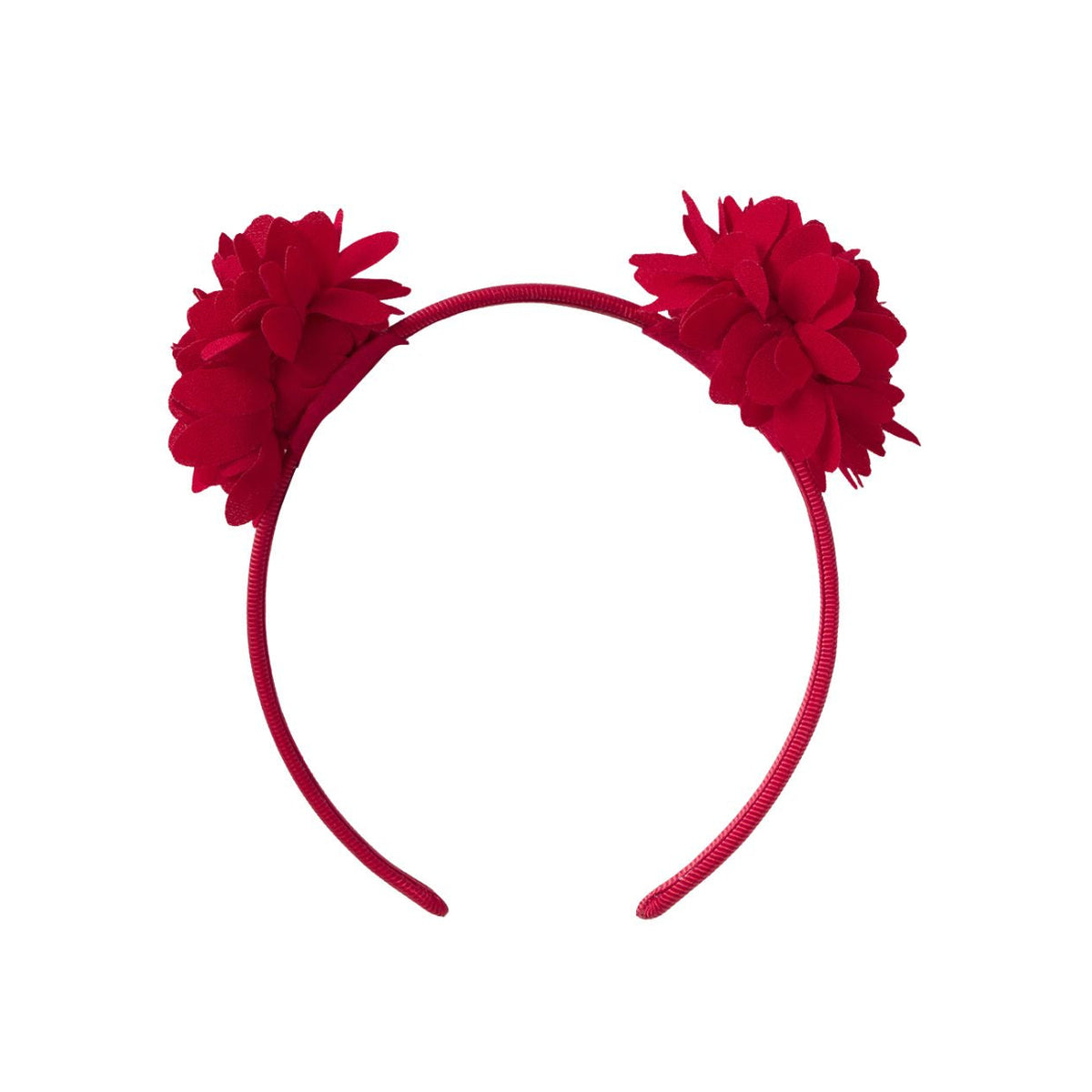 Red floral headband on a white background