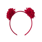 Red floral headband on a white background