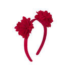 Red floral headband on a white background