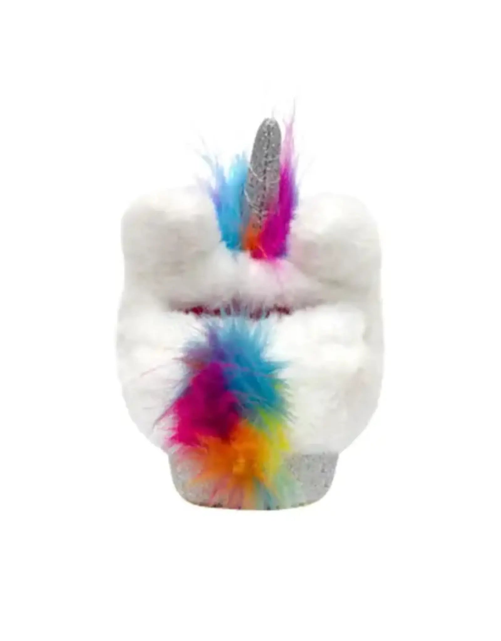 Plush toy with a unicorn design on a white background