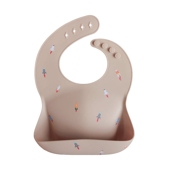 Silicone Baby Bib - Rocket Ship by Mushie & Co