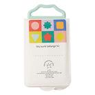 Children's book with colorful shapes on the cover and a handle, on a white background.
