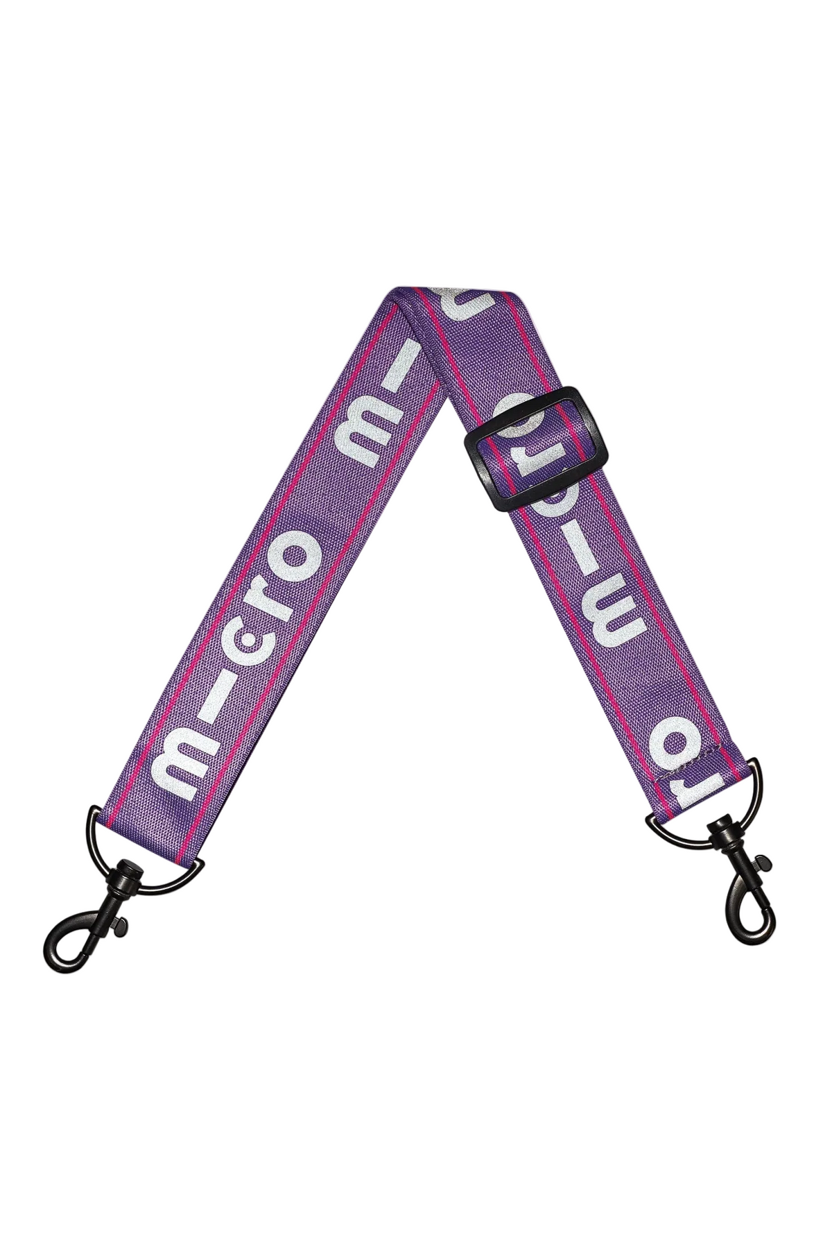 Purple strap with 'micro' text on a white background