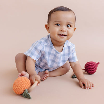 Cotton Crochet Rattle Teether - Orange by The Blueberry Hill