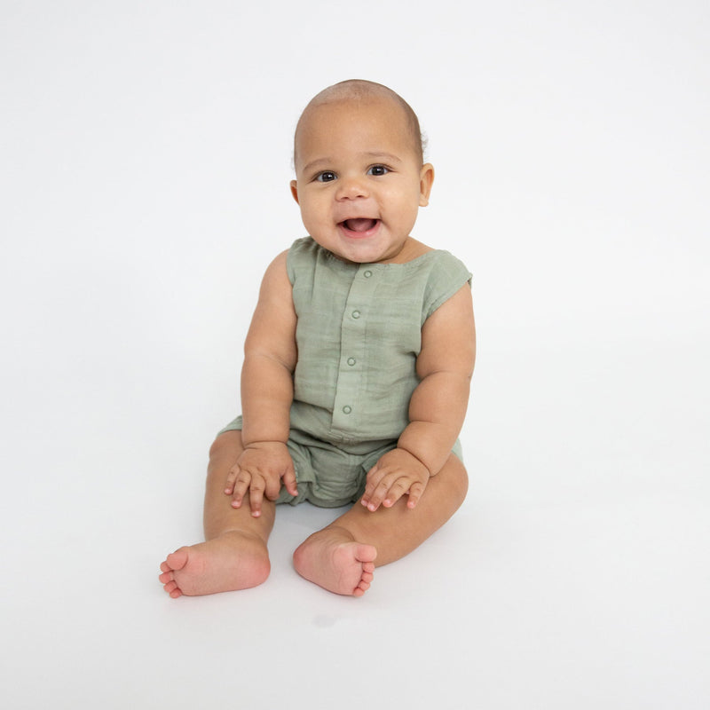 Muslin Shortie Romper - Desert Sage by Angel Dear