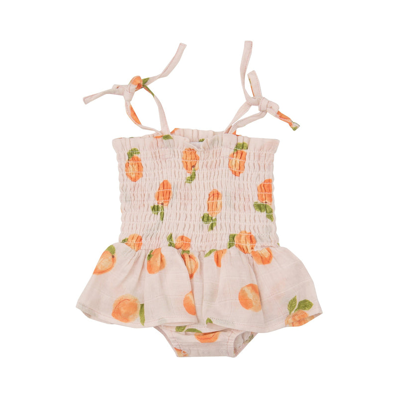 Muslin Smocked Bubble with Skirt - Peaches by Angel Dear