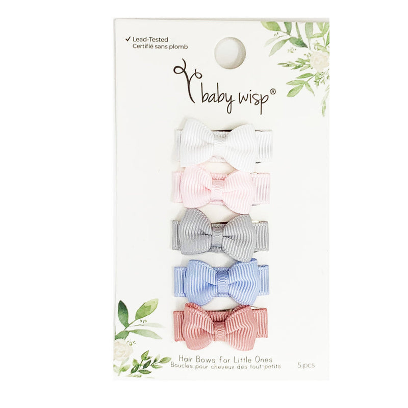 Tiny Tuxedo Bows on Snap Clips Set of 5 - Pixie by Baby Wisp