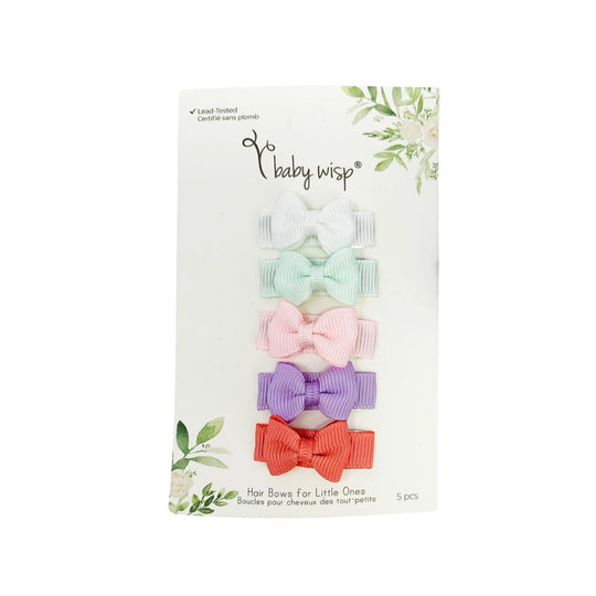 Tiny Tuxedo Bows on Snap Clips Set of 5 - Macaroon by Baby Wisp
