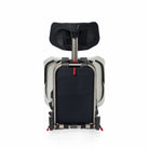 Black and gray suitcase with a handle on a white background