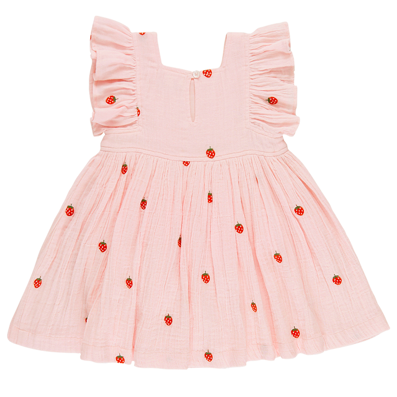 Elsie Dress - Strawberry Embroidery by Pink Chicken