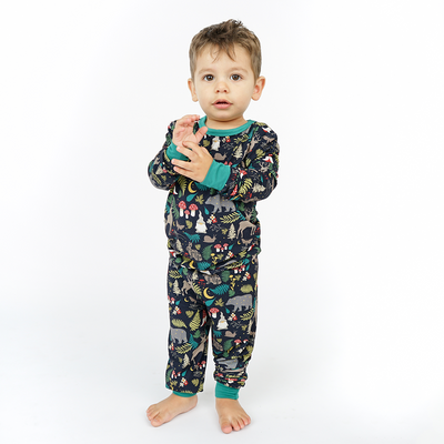 Night Forest Bamboo Long Sleeve Kids Pajama Pants Set by Emerson and Friends