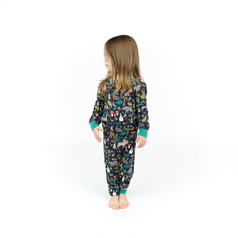 Night Forest Bamboo Long Sleeve Kids Pajama Pants Set by Emerson and Friends