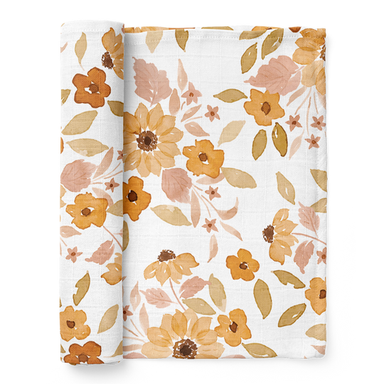 Sunflower Muslin Swaddle by Mini Wander