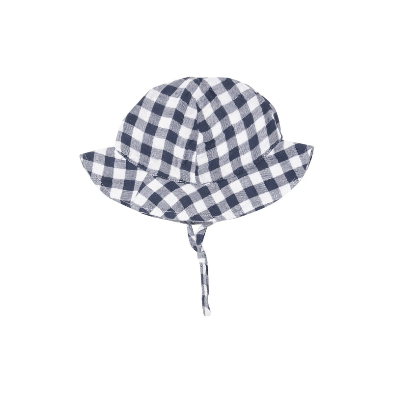 Muslin Sunhat - Gingham Navy by Angel Dear