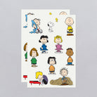 Sticker sheet with cartoon characters on a gray background