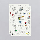 Sheet of illustrated characters on a gray background