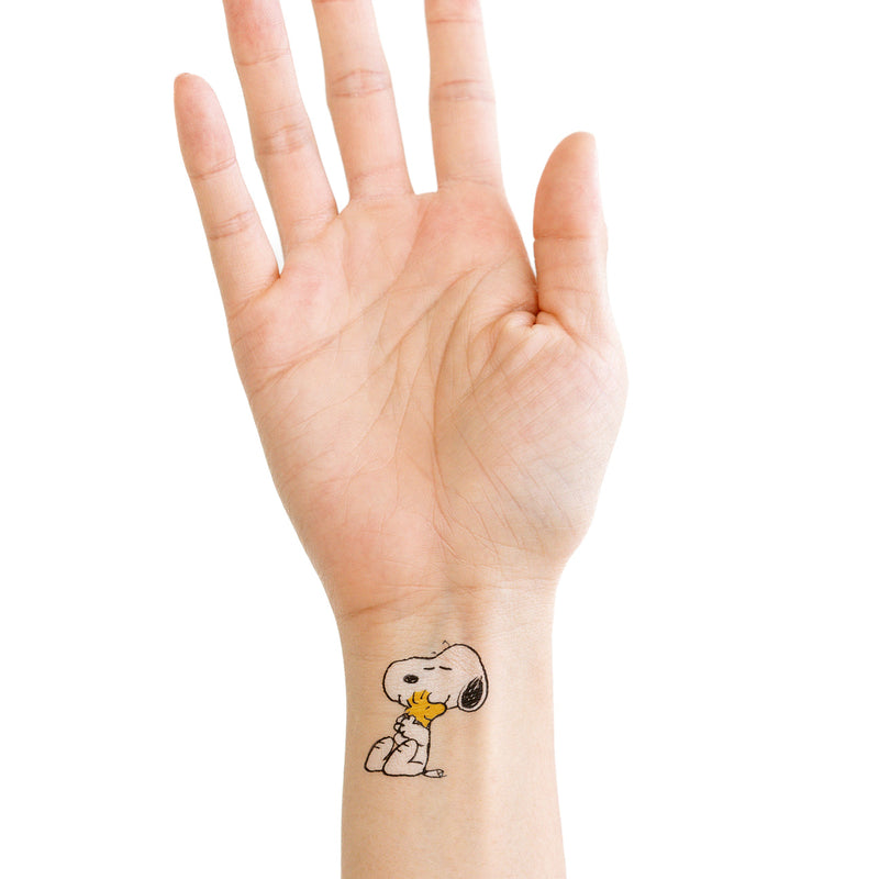 Snoopy Hugs Woodstock Tattoo Pair by Tattly