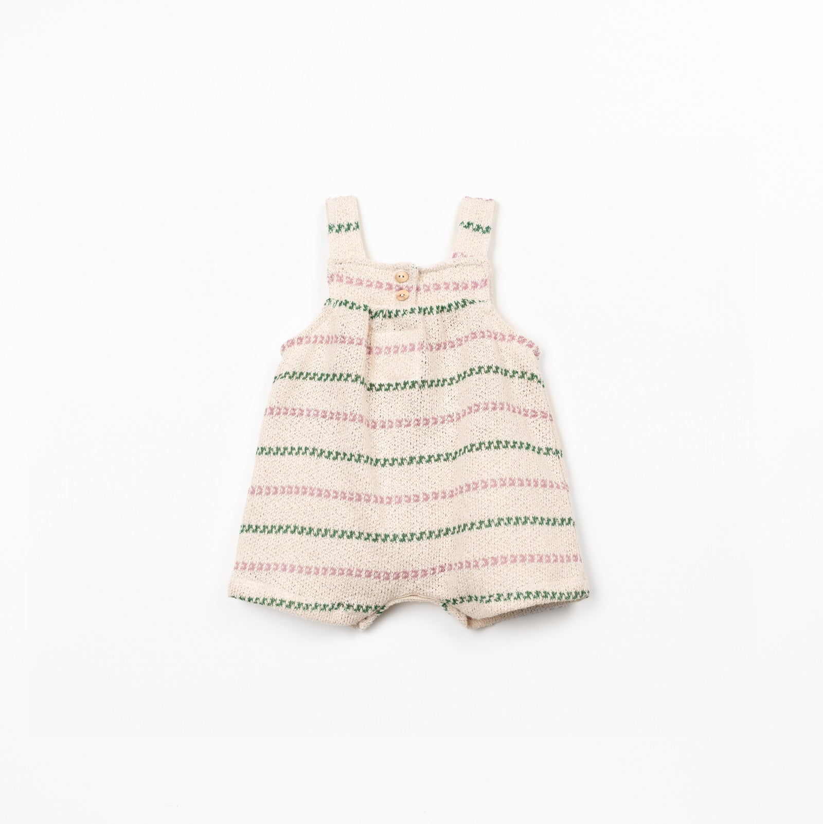 Striped baby romper on a white background