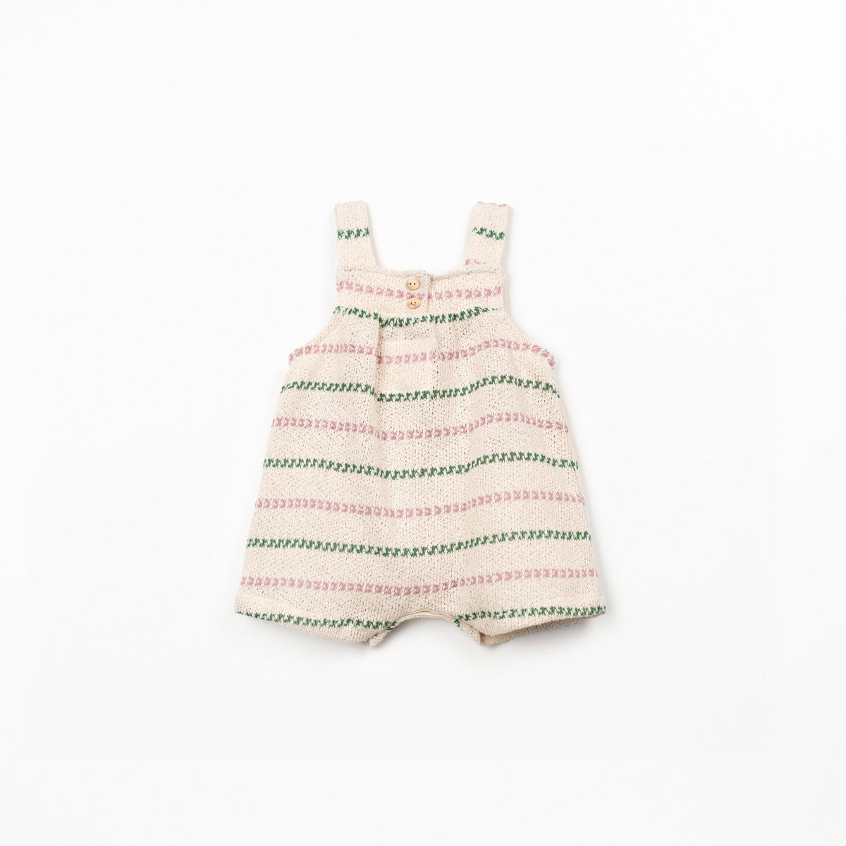 Striped baby romper on a white background