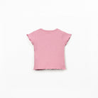 Pink ribbed t-shirt on a white background